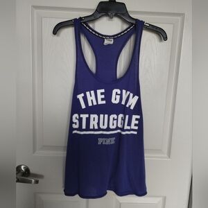 Pink Victoria's Secret Purple Gym Struggle Racerback Tank Top Size M